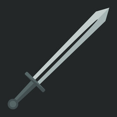 Straight sword. Metal sword for the game. Cartoon sword. Vector