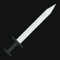 Metal sword with black handle. Vector illustration