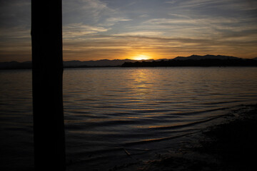 Sunset on the lagoon in Ibiraquera Imbituba, Santa Catarina SC
