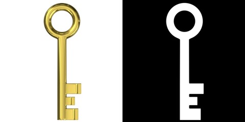 3D rendering illustration of a stylized key