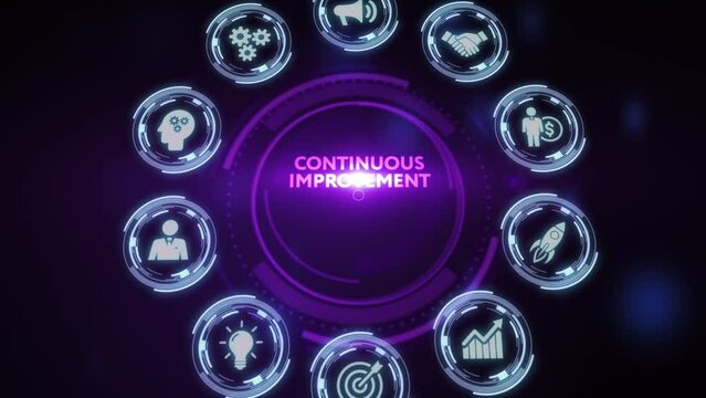 Business, technology, internet and network concept. Virtual screen of the future and sees the inscription: Continuous improvement