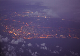 bird eye view of city at night