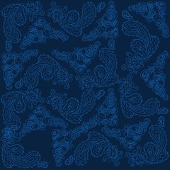 Illustration pattern paisley with indigo colors background spring summer