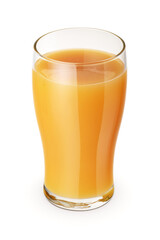 Glass of fruit orange juice isolated on white.