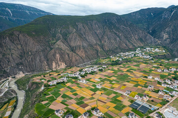chinese village & field in the mountain in Cichuan