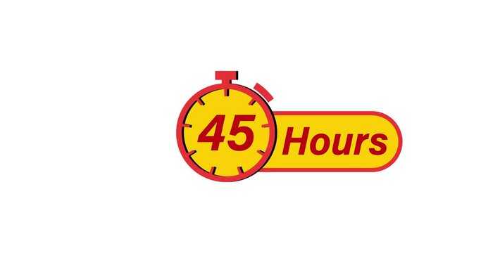 45 Hours timers Clocks, Timer 45 Hour icon, countdown icon. Time measure. The chronometer icon is isolated on white background