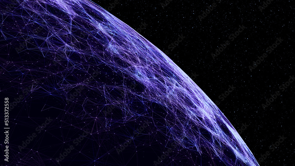 Aufkleber Technology background transmission lines Earth/Connection lines around Earth globe. Global International connectivity background, transmission lines for goods and services and social networks. 