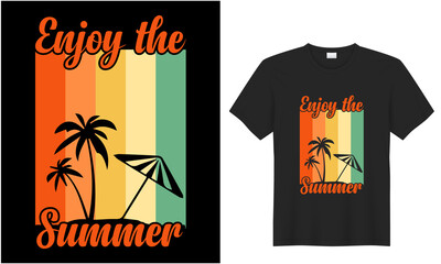 summer t-shirt design template for prints t shirt fashion clothing poster, tote bag, mug and merchandise