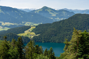 Fototapeta na wymiar Lake Hinterstein and National Park Hohe Tauern in the background