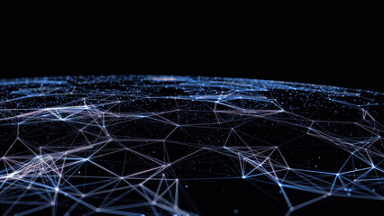 Technology background transmission lines Earth/Connection lines around Earth globe. Global international connectivity background, transmission lines for goods and services and social networks. 