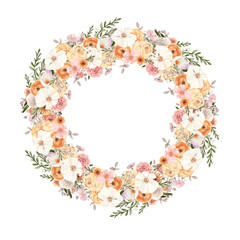 wreath from flowers watercolor