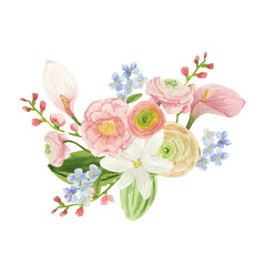 summer bouquet of flowers watercolor