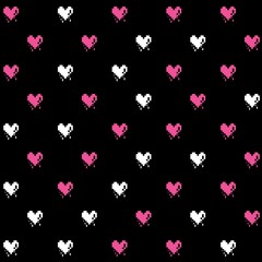 Fototapeta na wymiar Illustration pattern hearts pixels with two colors and background retro design