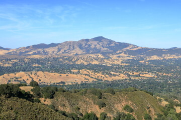 Fototapeta na wymiar Mt Diablo and the Las Trampas Ridge of the East Bay hills in Northern California