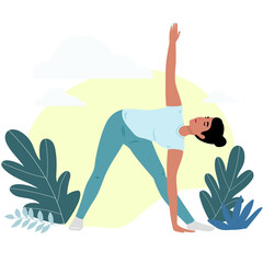 Girl doing yoga. Healthy lifestyle and yoga concept. isolated on white vector illustration. Vector illustration