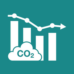 co2 gas, carbon emission reduction graph icon