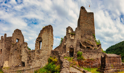 Manderscheid Castle in the volcanic Eifel of Germany