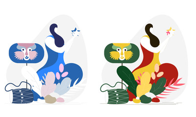 web template with flat illustration