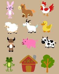 Barnyard Animals vector, Farm illustration, Baby Animal illustration