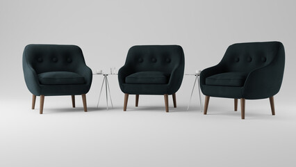 3D modeled Talkshow chairs / Webinar chairs. - obrazy, fototapety, plakaty