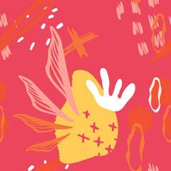 vector teenage seamless pattern naive simple style