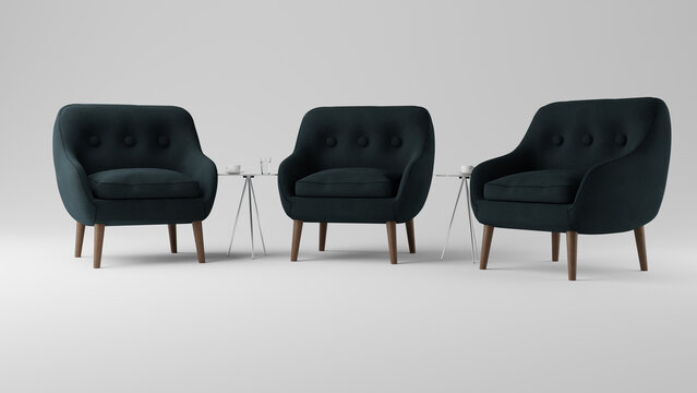 3D modeled Talkshow chairs / Webinar chairs.