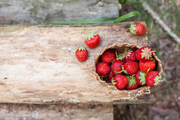 Fresh strawberry on wooden background