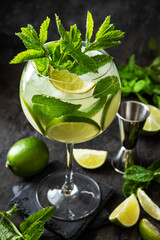 Fresh  summer fruit cocktail  or  lemonade in glass