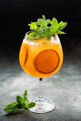 Fresh summer  orange citrus lemonade or alcohol cocktail