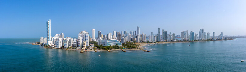 The modern skyscrapers in the Cartagena in Colombia aerial panorama view - 513377196