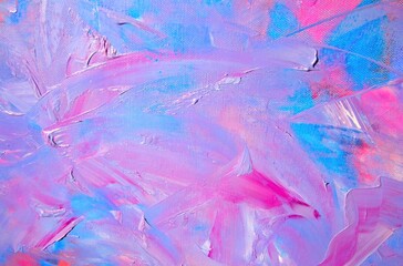 Abstract hand painted blue and pink paint on canvas. Pastel colorful background.