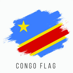 Congo Vector Flag. Congo Flag for Independence Day. Grunge Congo Flag. Congo Flag with Grunge Texture. Vector Template