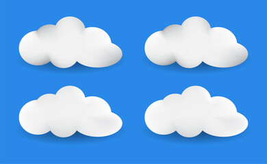 Element 3d clouds on blue background Free Vector