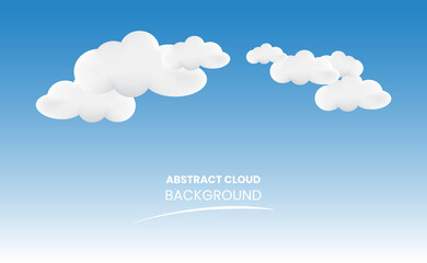 Realistic 3d clouds on blue landscape background Free Vector
