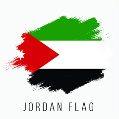 Jordan Vector Flag. Jordan Flag for Independence Day. Grunge Jordan Flag. Jordan Flag with Grunge Texture. Vector Template.