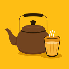 Indian hot drink vector. Indian chai icon. Chai is Indian drink. 