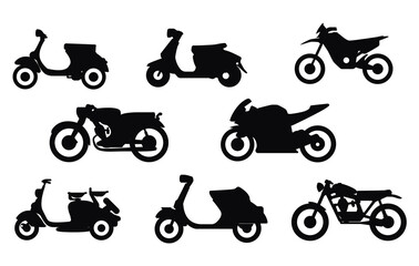 Flat Motorcycle Silhouettes Collection