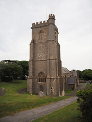 Fototapeta na wymiar St Andrew's Church in Burnham-on-Sea with a leaning tower.