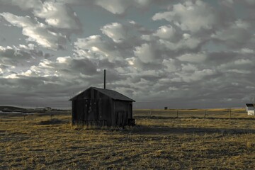 Plakat barn in the field