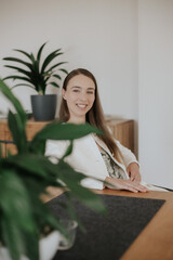 Young woman in the home office