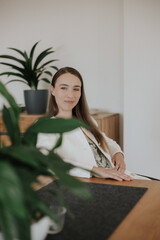 Young woman in the home office