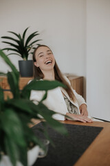 Young woman in the home office