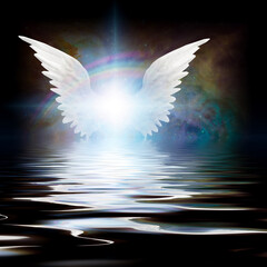 White wings and radiating light