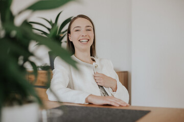 Young woman in the home office