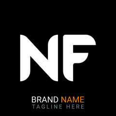Nf Letter Logo design. black background.