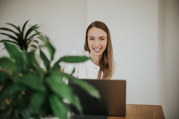 Young woman in the home office