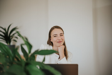 Young woman in the home office