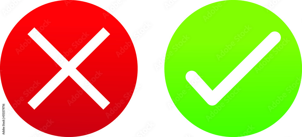 Poster cross and check mark icons vector in gradient red and green circles