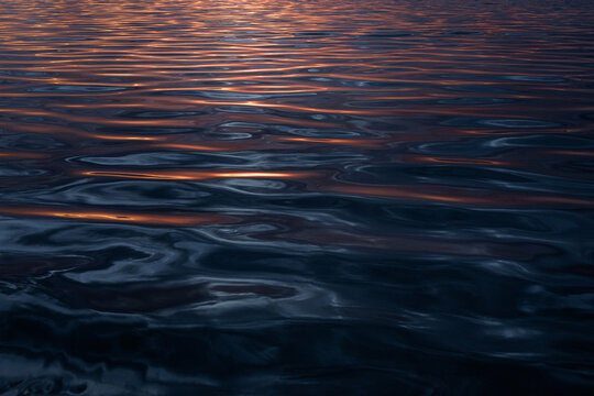 Photography blur sunset reflection in water. Natural background.