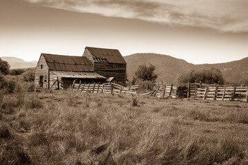 sepia of old abandoned farm